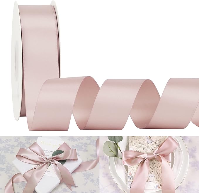 huihuang 1-1/2" 双面缎带,涤纶缎面玫瑰金丝带 每卷 50 码